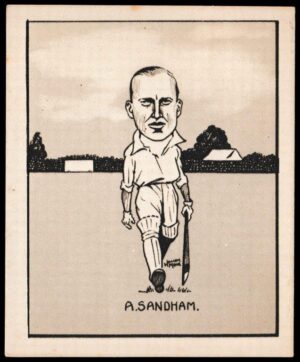 Hill (R&J) - 'Caricatures of Famous Cricketers (L) - Card #27 - A. Sandham (Surrey)