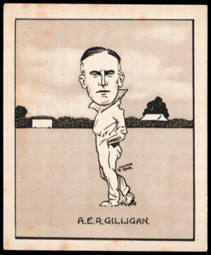 Hill (R&J) - 'Caricatures of Famous Cricketers (L) - Card #28 - A.E.R. Gilligan (Sussex)