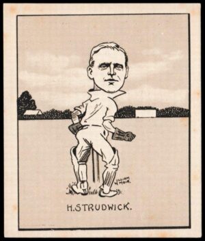 Hill (R&J) - 'Caricatures of Famous Cricketers (L) - Card #29 - H. Strudwick (Surrey)