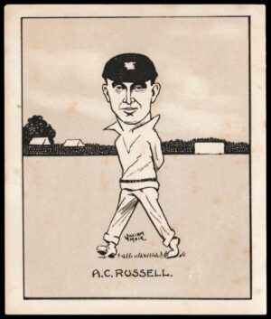 Hill (R&J) - 'Caricatures of Famous Cricketers (L) - Card #38 - A.C. Russell (Essex)