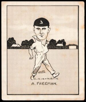 Hill (R&J) - 'Caricatures of Famous Cricketers (L) - Card #48 - A.P. Freeman (Kent) Hill (R&J) - 'Caricatures of Famous Cricketers (L) - Card #48 - A.P. Freeman (Kent)