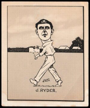 Hill (R&J) - 'Caricatures of Famous Cricketers (L) - Card #9 - J.S. Ryder (Victoria)