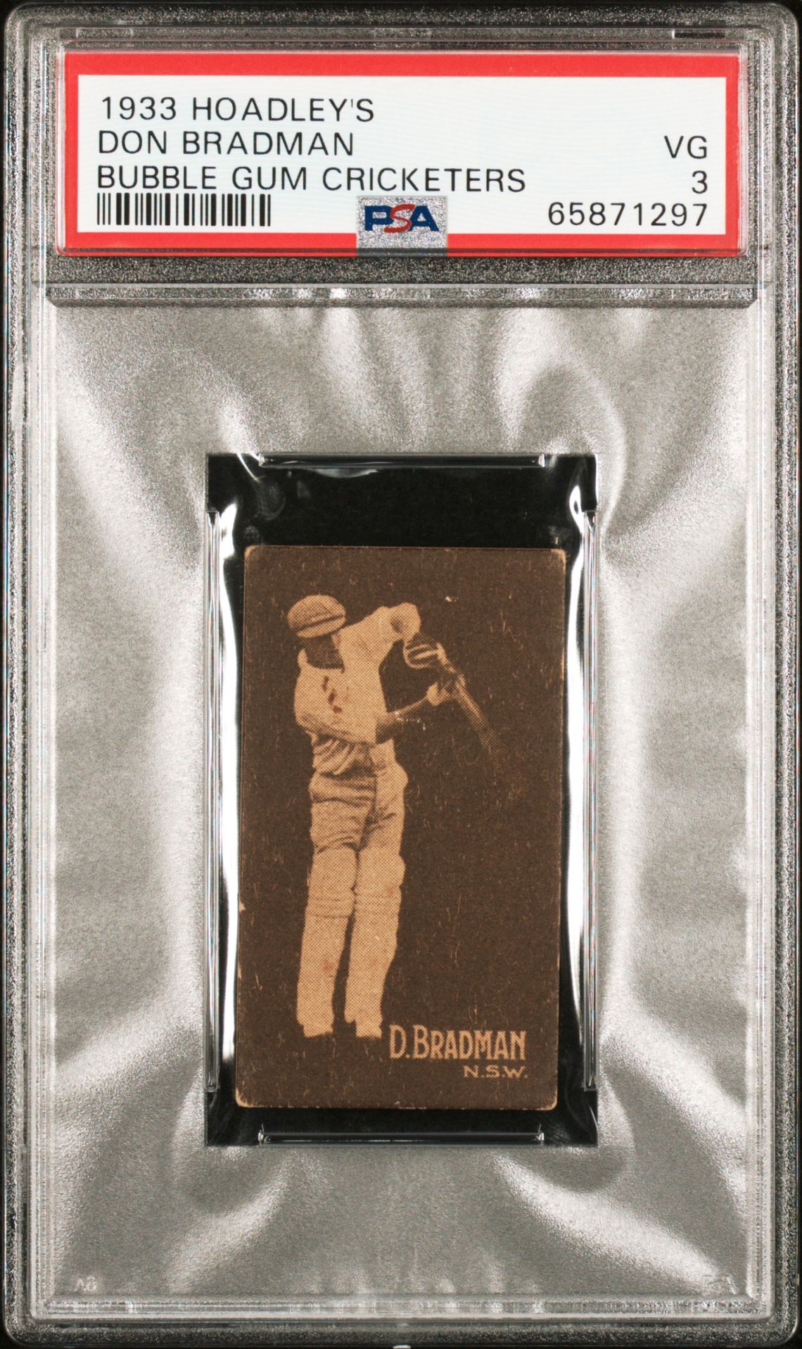 Hoadley Chocolates - 'Cricketers (Brown)' (1933) - D. Bradman (New South Wales) **PSA3** Hoadley Chocolates - 'Cricketers (Brown)' (1933) - D. Bradman (New South Wales) **PSA3**