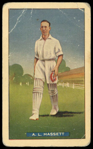Hoadley Chocolates - 'Test Cricketers' (1938) - A.L. Hassett (Victoria) Hoadley Chocolates - 'Test Cricketers' (1938) - A.L. Hassett (Victoria)