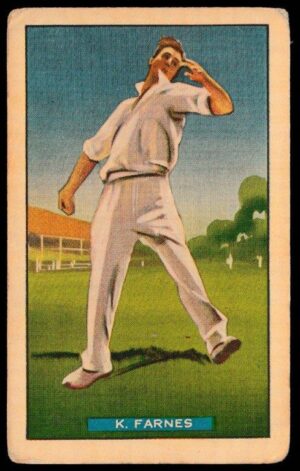 Hoadley Chocolates - 'Test Cricketers ' - Card #26 - K. Farnes (Essex) Hoadley Chocolates - 'Test Cricketers ' - Card #26 - K. Farnes (Essex)
