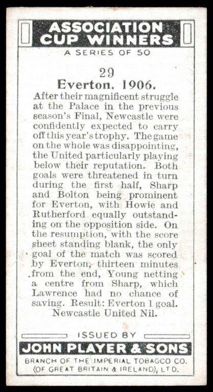 Player (John) - 'Association Cup Winners' - Card #29 - Everton 1906 Player (John) - 'Association Cup Winners' - Card #29 - Everton 1906