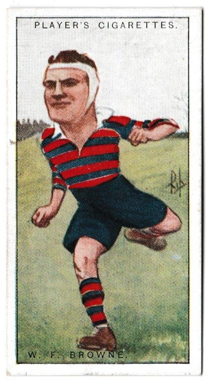 Player (John) - 'Football Caricatures by "RIP"' (1926) - Card #27 - W.F. Browne (Harlequins) Player (John) - 'Football Caricatures by "RIP"' (1926) - Card #27 - W.F. Browne (Harlequins)