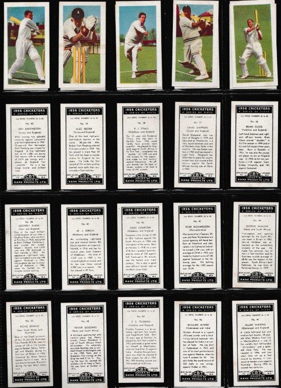 Kane - '1956 Cricketers (Colour)' - Complete Set Kane - '1956 Cricketers (Colour)' - Complete Set