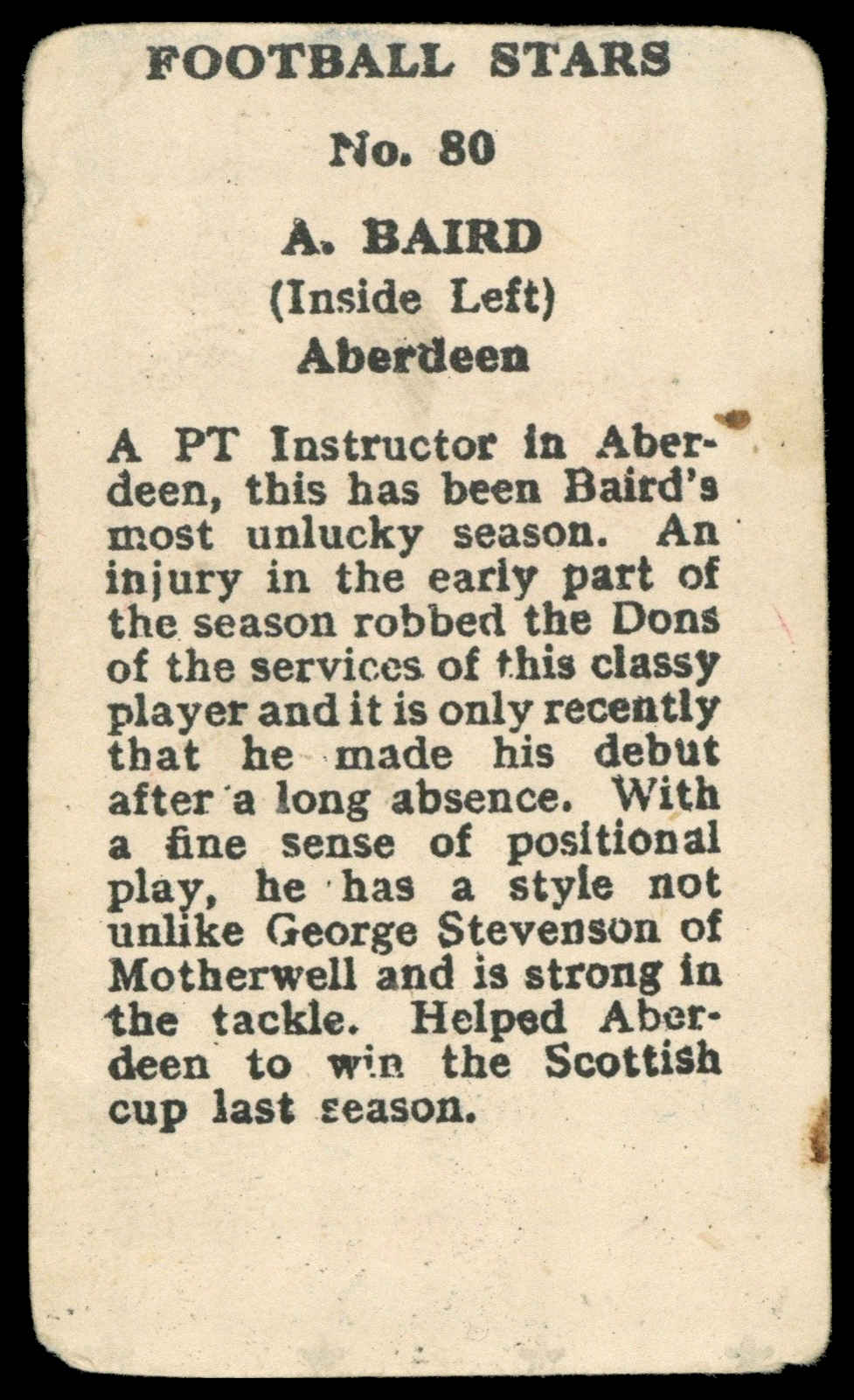 Kiddys - 'Football Stars (4* Die Cut)' (1948) - Baird (Aberdeen) Kiddys - 'Football Stars (4* Die Cut)' (1948) - Baird (Aberdeen)
