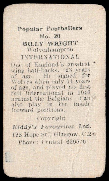 Kiddy's Favourites - 'Popular Footballers' - Billy Wright (Wolverhampton) Kiddy's Favourites - 'Popular Footballers' - Billy Wright (Wolverhampton)