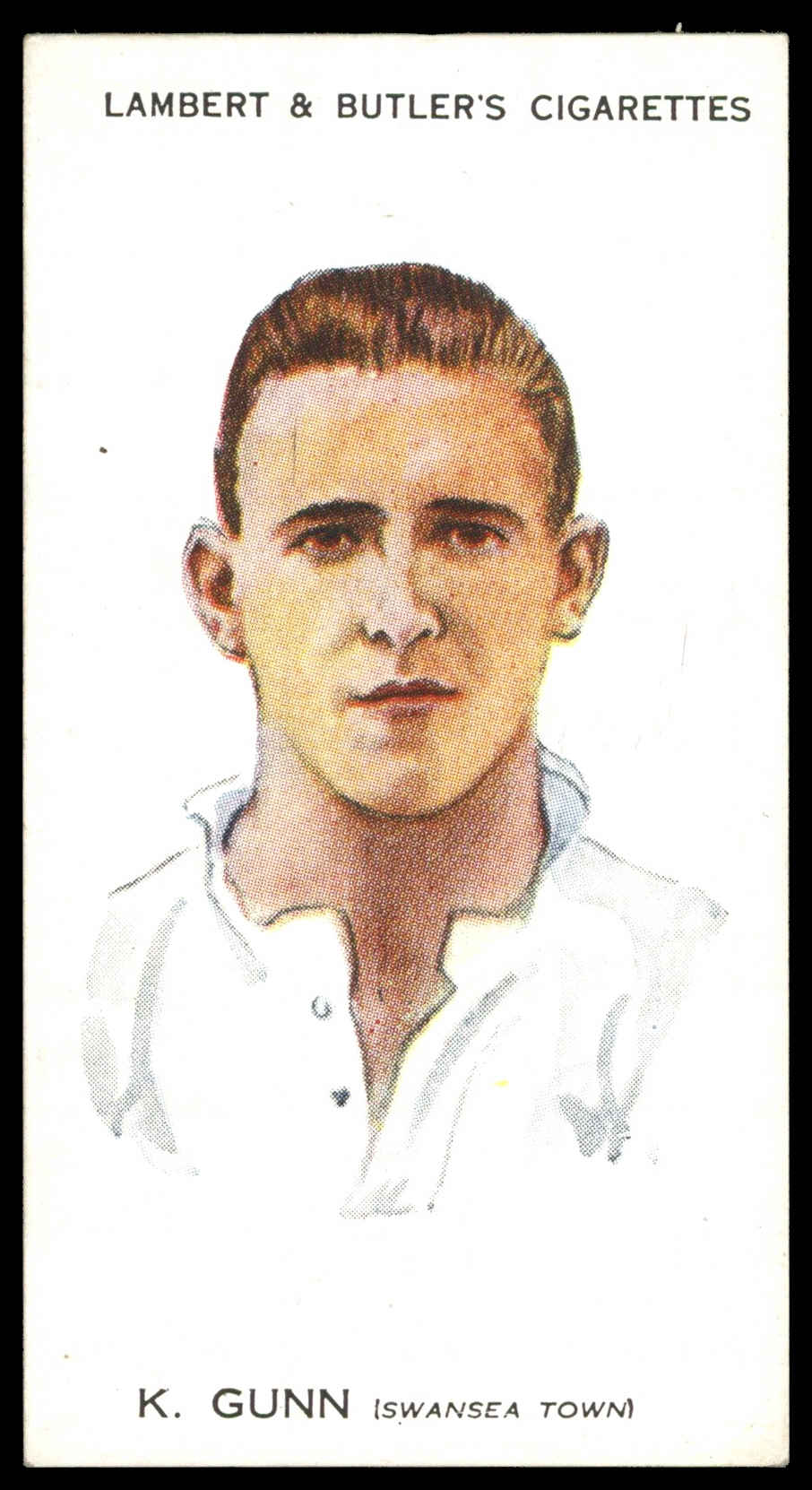 Lambert & Butler - 'Footballers 1930-31' (1930) - #14 - K. Gunn (Swansea Town) Lambert & Butler - 'Footballers 1930-31' (1930) - #14 - K. Gunn (Swansea Town)