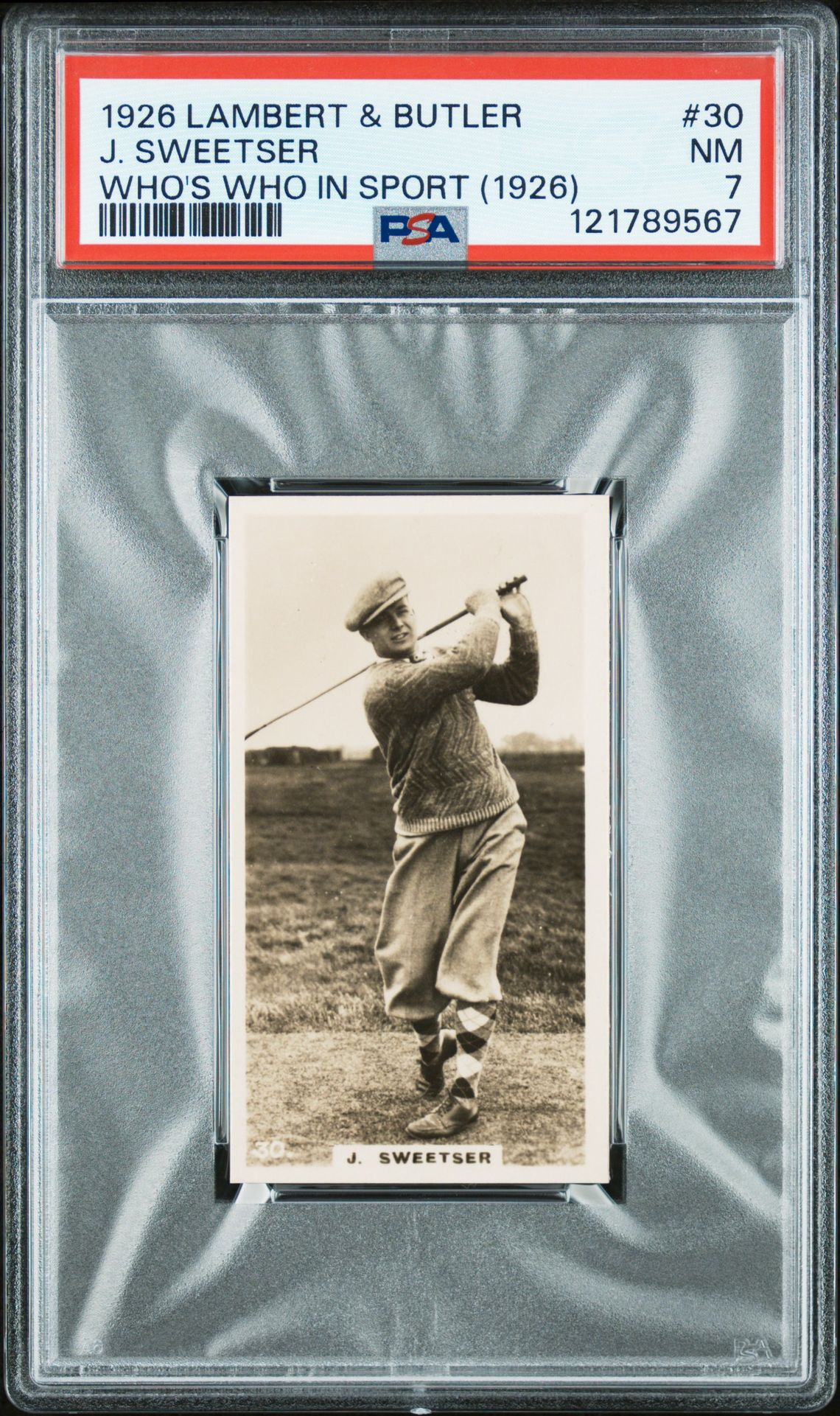 Lambert & Butler - 'Who's Who in Sport 1926' (1926) - Jesse Sweetser (Golf) **PSA7** Lambert & Butler - 'Who's Who in Sport 1926' (1926) - Jesse Sweetser (Golf) **PSA7**