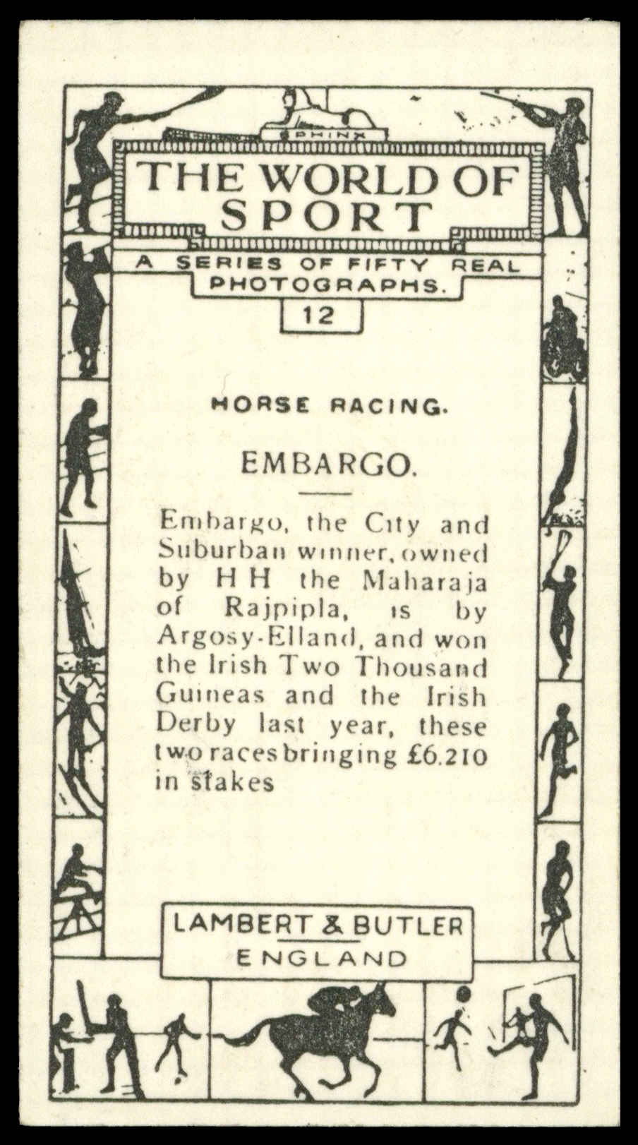 Lambert & Butler - 'The World of Sport' (1927) - Embargo Lambert & Butler - 'The World of Sport' (1927) - Embargo