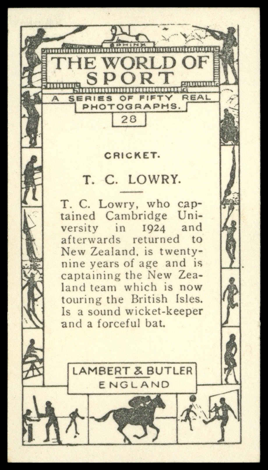 Lambert & Butler - 'The World of Sport' (1927) - T.C. Lowry Lambert & Butler - 'The World of Sport' (1927) - T.C. Lowry
