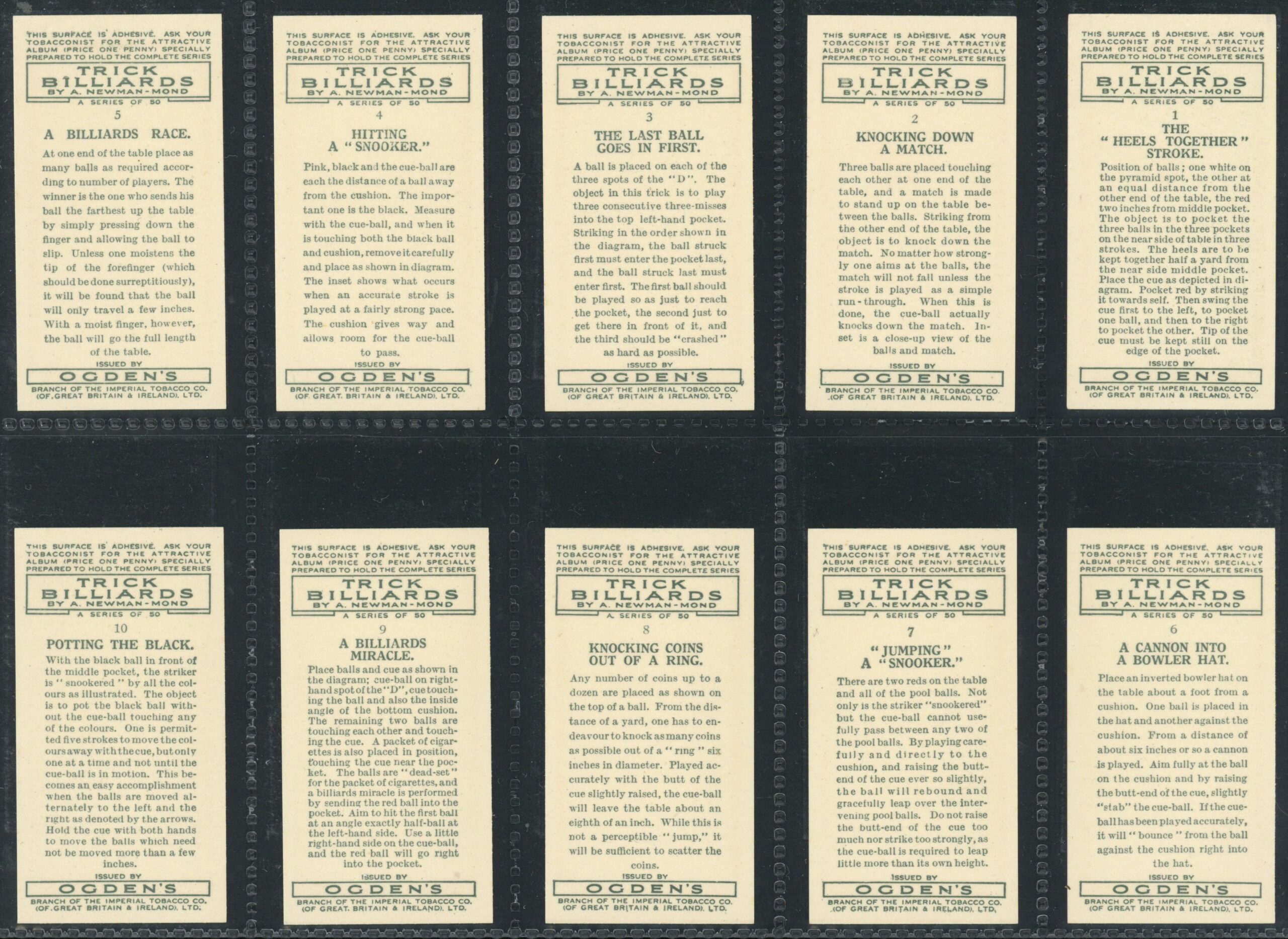 Ogden's - 'Trick Billiards' Complete Set (1934) Ogden's - 'Trick Billiards' Complete Set (1934)
