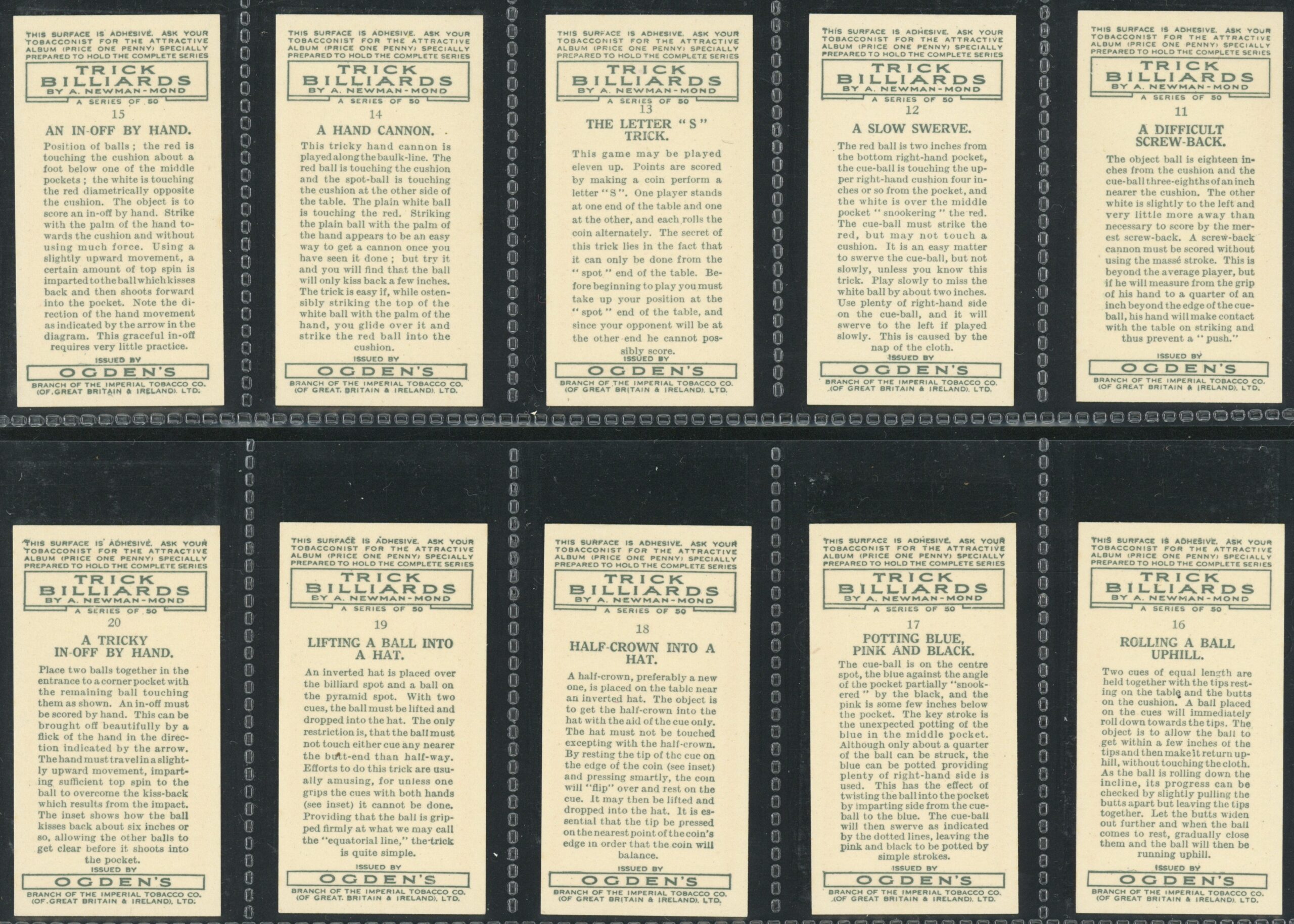 Ogden's - 'Trick Billiards' Complete Set (1934) Ogden's - 'Trick Billiards' Complete Set (1934)