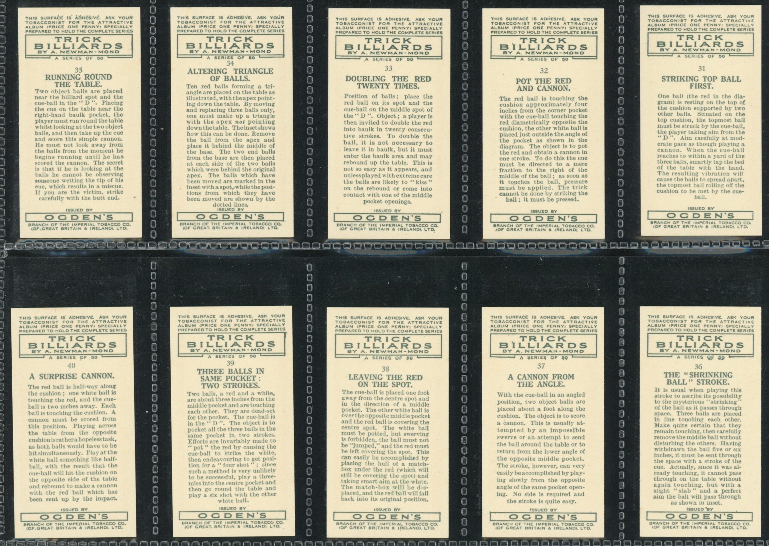 Ogden's - 'Trick Billiards' Complete Set (1934) Ogden's - 'Trick Billiards' Complete Set (1934)