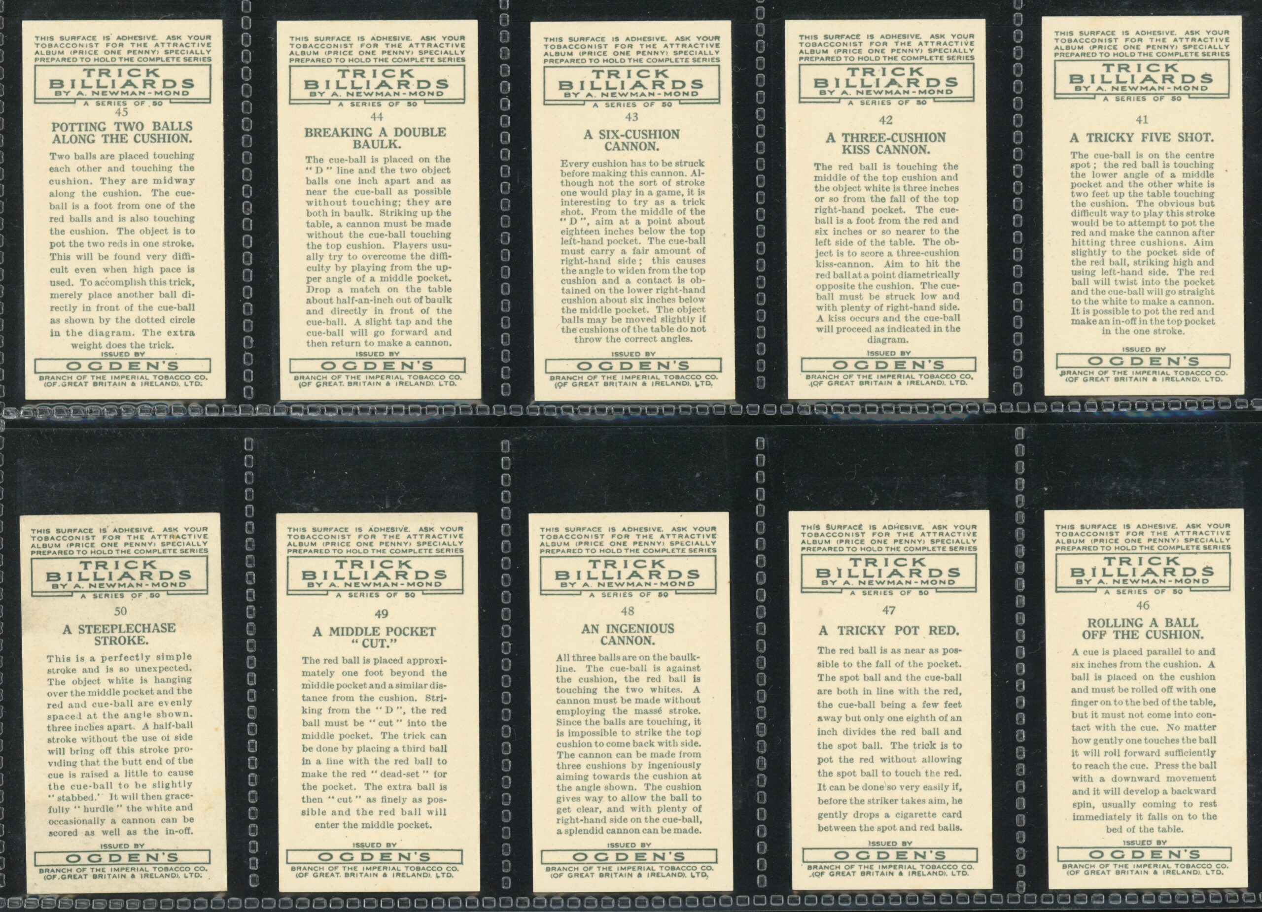 Ogden's - 'Trick Billiards' Complete Set (1934) Ogden's - 'Trick Billiards' Complete Set (1934)