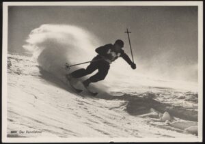 St Mortiz Olympics - 'Der Rennfahrer "the Racing Driver" Alpine Skiing' (1948) - Used Postcard