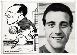 Leaf - 'Footballers - Caricatures and Portrait' (1961) - Ron Springett (Sheffield Wednesday)
