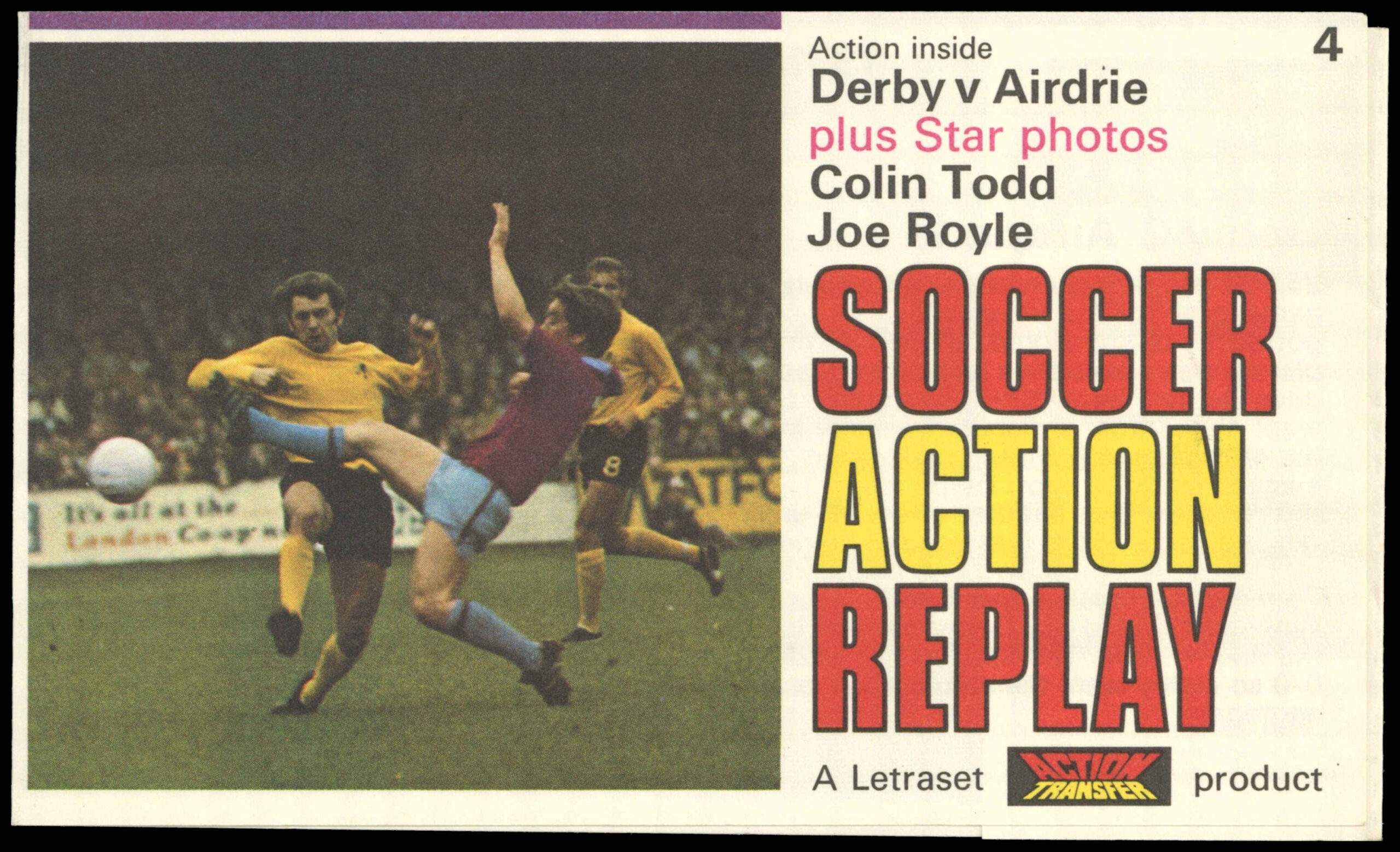 Letraset - 'Soccer Action Replay (Unused)' (1973) - Derby v Airdrie (Colin Todd, Joe Royle) Letraset - 'Soccer Action Replay (Unused)' (1973) - Derby v Airdrie (Colin Todd, Joe Royle)