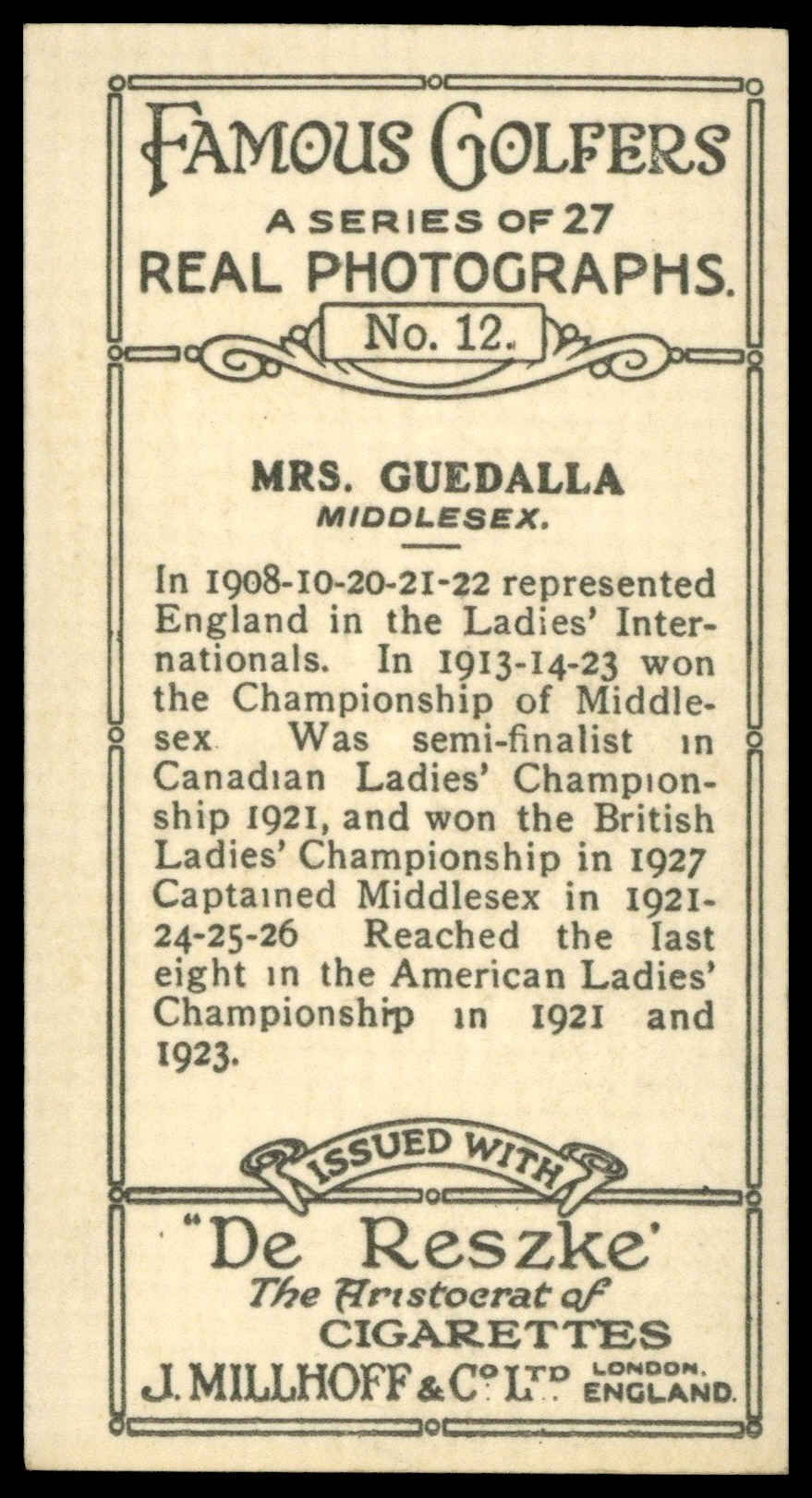 Millhoff - 'Famous Golfers' (1928) - Mrs. Guedalla Millhoff - 'Famous Golfers' (1928) - Mrs. Guedalla