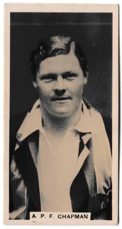 Millhoff - 'Famous Test Cricketers' (1928) - Card #3 - A.P.F. Chapman (Kent) Millhoff - 'Famous Test Cricketers' (1928) - Card #3 - A.P.F. Chapman (Kent)
