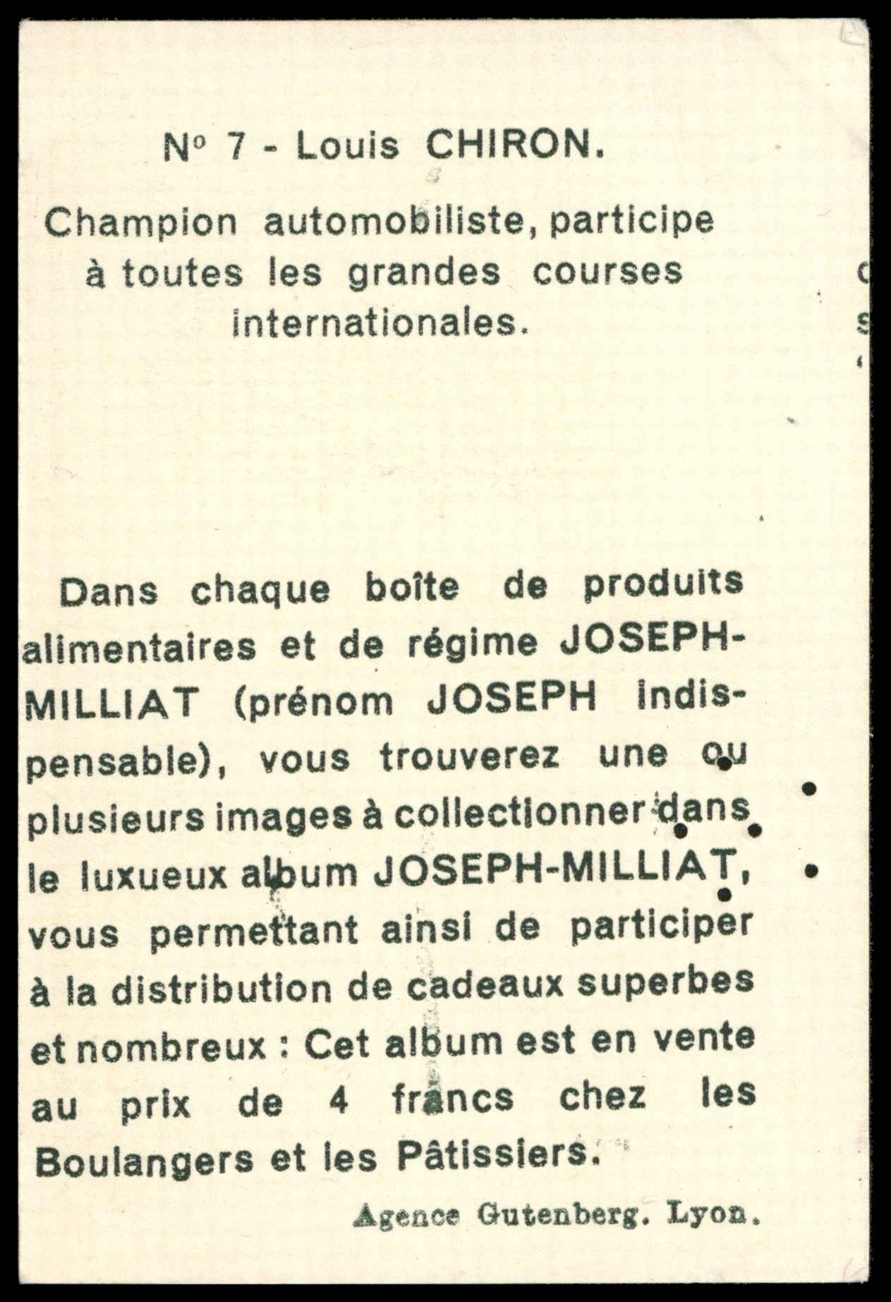 Joseph Milliat - 'Serie IV - Les Champions' (1933) - Louis Chiron (Motor Racing) Joseph Milliat - 'Serie IV - Les Champions' (1933) - Louis Chiron (Motor Racing)