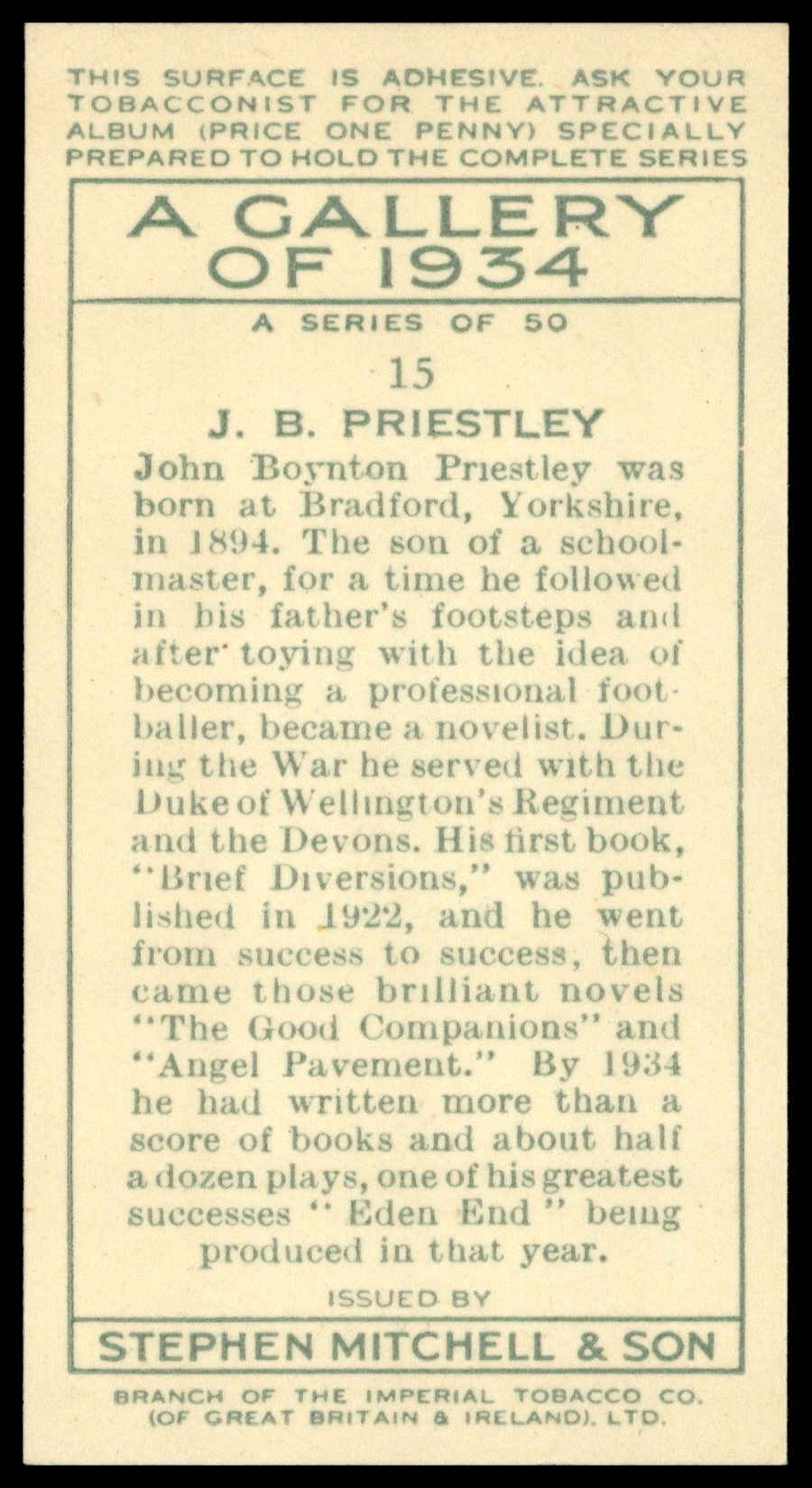 Mitchell - J.B. Priestley - 'A Gallery of 1934' - (1935) Mitchell - J.B. Priestley - 'A Gallery of 1934' - (1935)