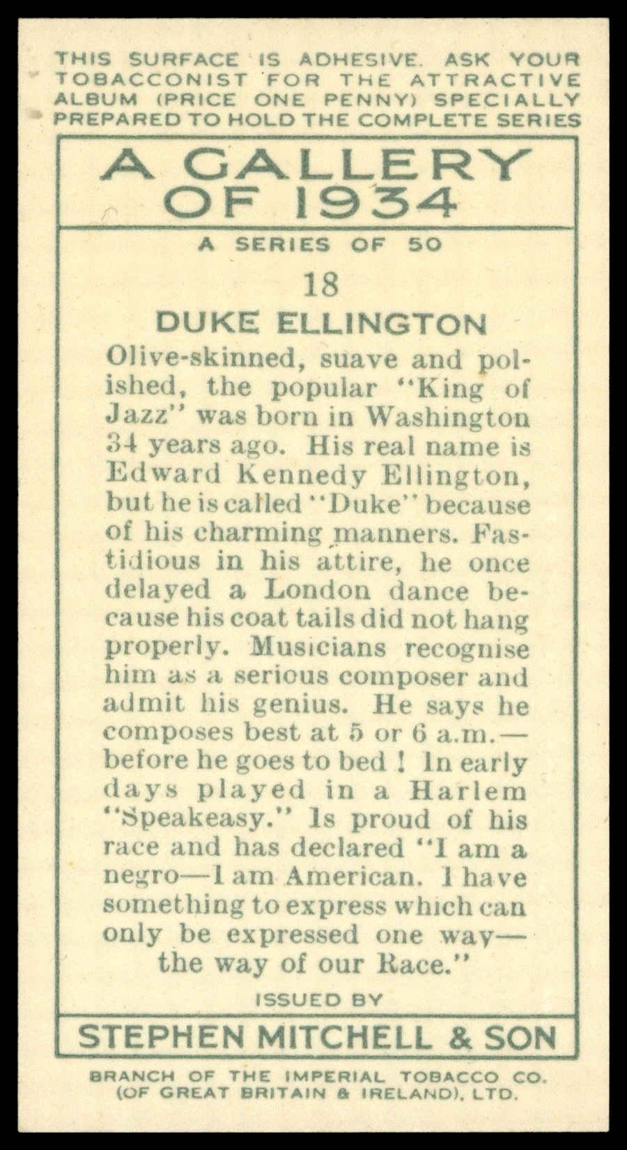 Mitchell - 'A Gallery of 1934' - Duke Ellington (1935) Mitchell - 'A Gallery of 1934' - Duke Ellington (1935)