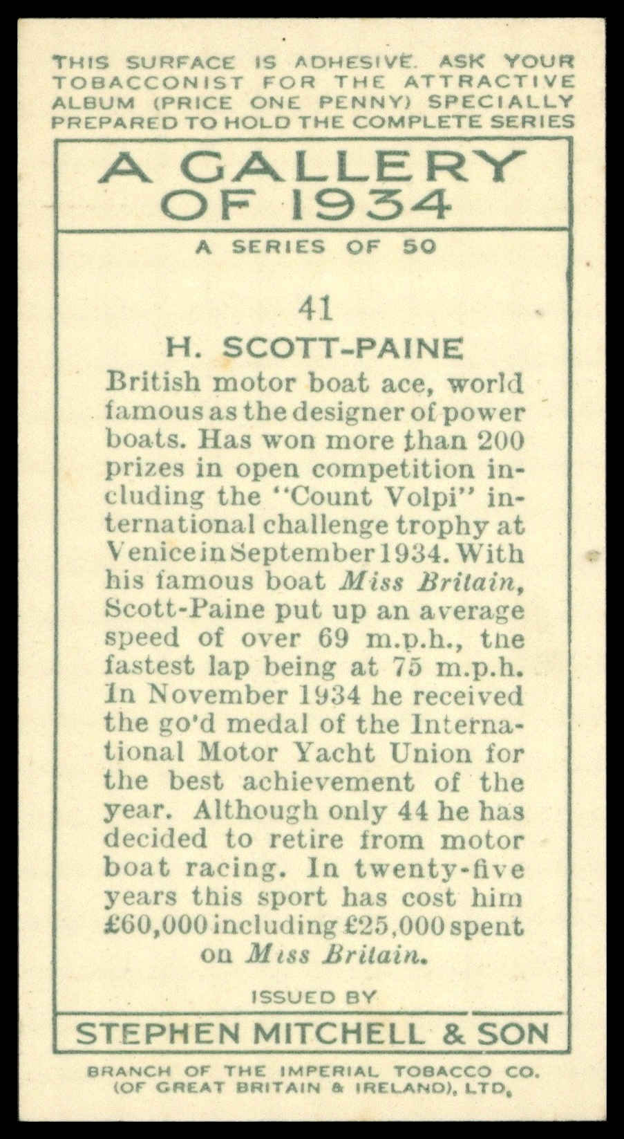 Mitchell - 'A Gallery of 1934' - H. Scott-Paine (1935) Mitchell - 'A Gallery of 1934' - H. Scott-Paine (1935)