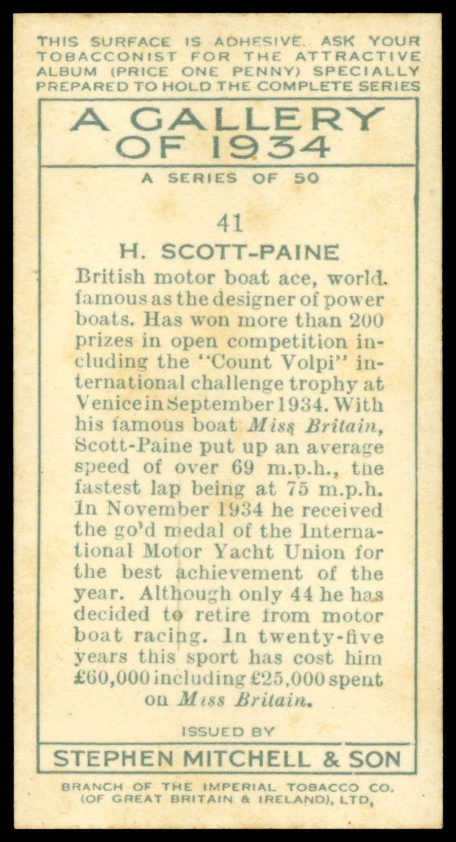 Mitchell - 'A Gallery of 1934' (1935) - H. Scott-Paine Mitchell - 'A Gallery of 1934' (1935) - H. Scott-Paine