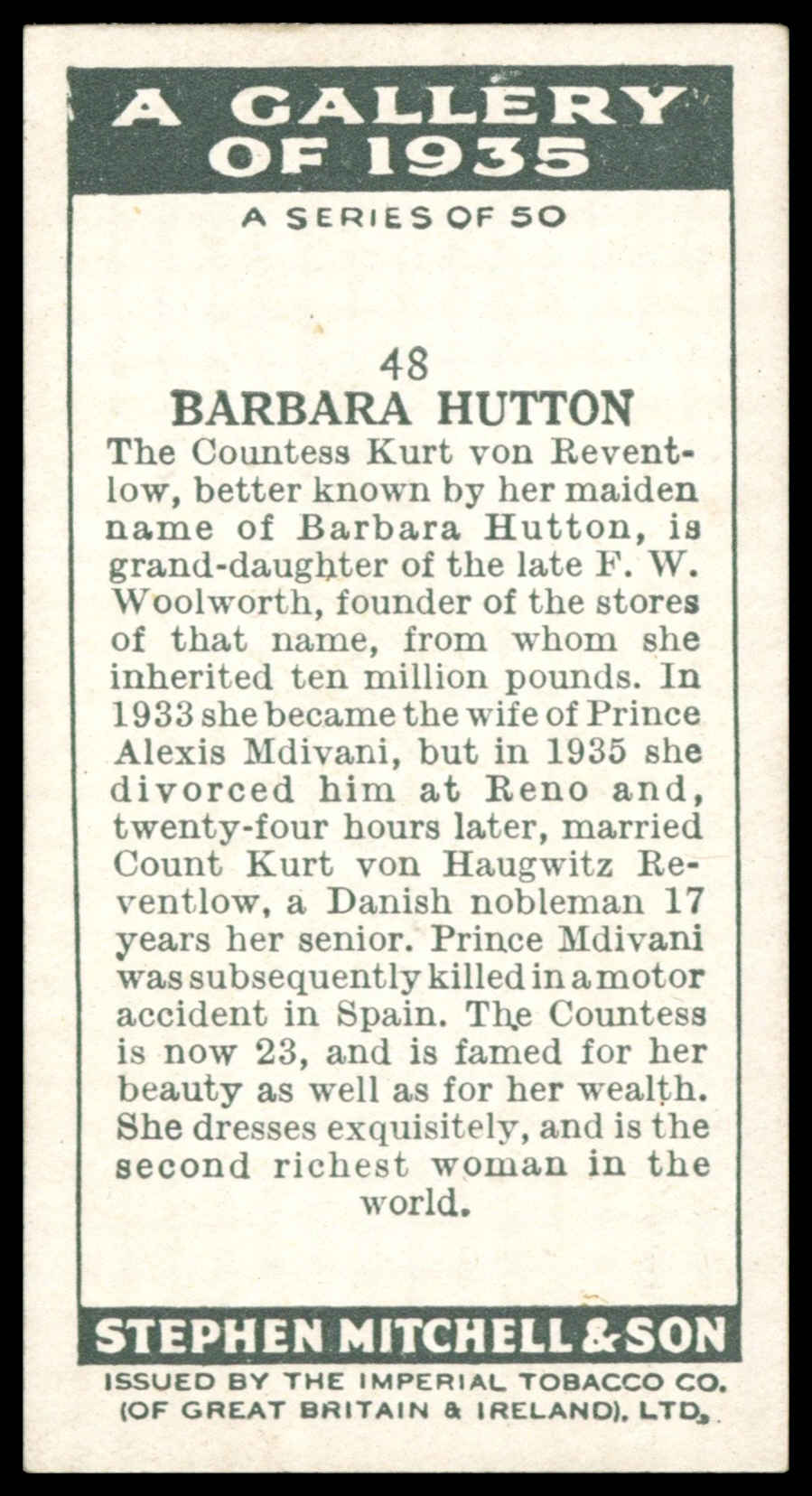 Mitchell - 'A Gallery of 1935' (1936) - Barbara Hutton Mitchell - 'A Gallery of 1935' (1936) - Barbara Hutton