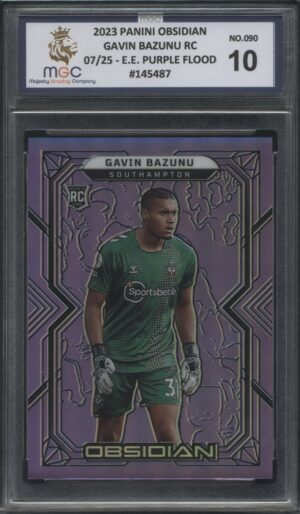2023 Panini Obsidian Purple - Rookie Card Gavin Bazunu 07/25 Graded MGC-10