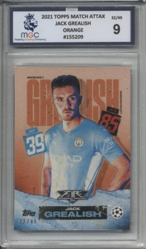 2021 Topps Match Attax Orange - Fire Jack Grealish 32/49 Graded MGC-9