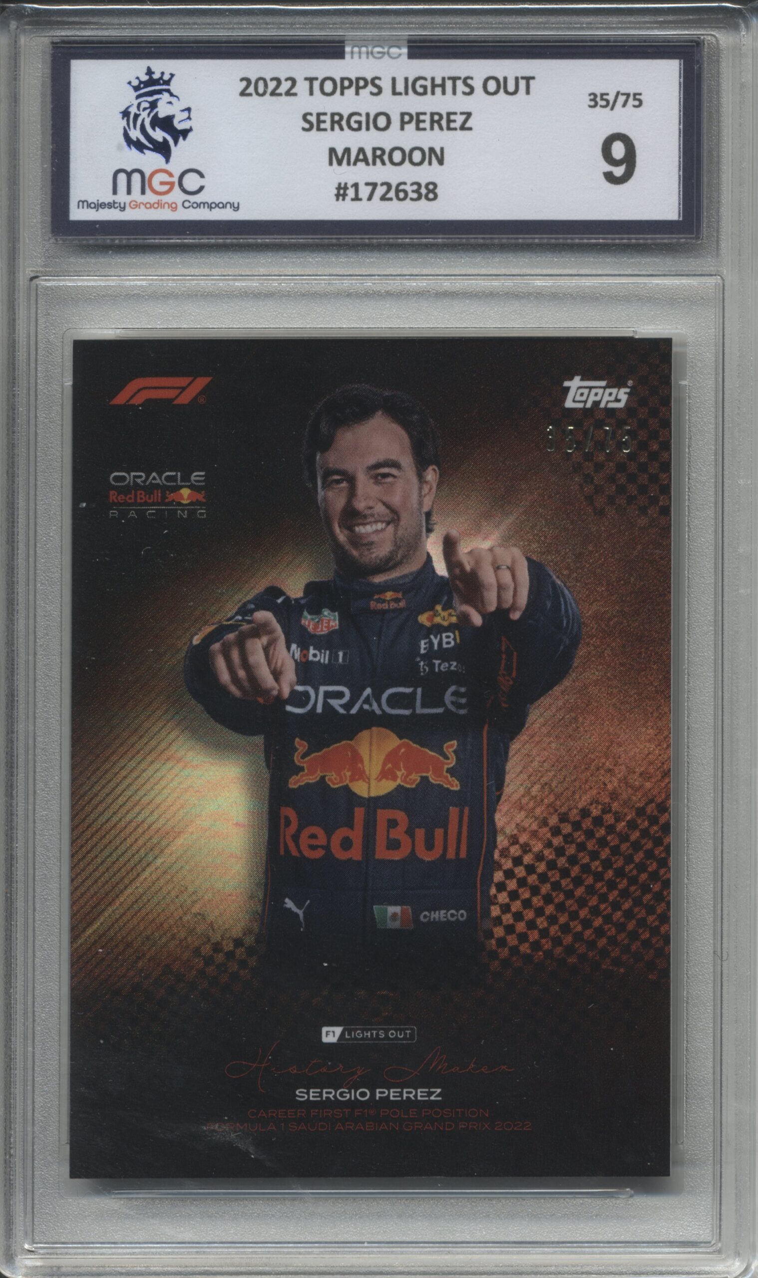 2022 Topps Lights Out Maroon - Segio Perez 35/75 Graded MGC-9 2022 Topps Lights Out Maroon - Segio Perez 35/75 Graded MGC-9