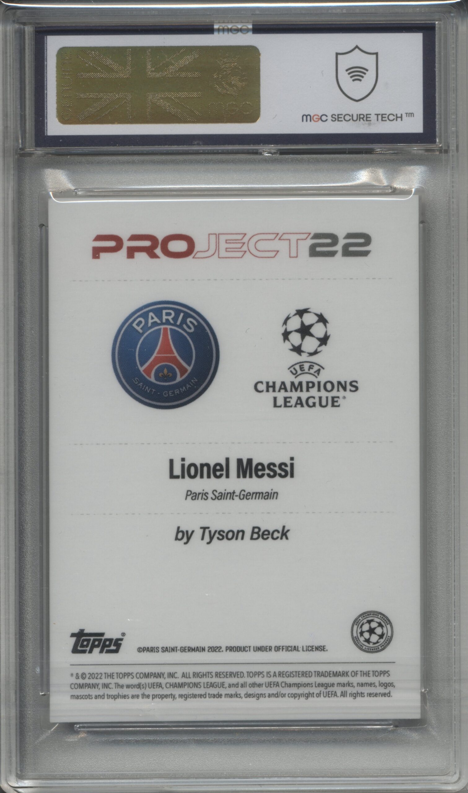 2022 Topps Project 22 - Lionel Messi by Tyson Beck Graded MGC-10 2022 Topps Project 22 - Lionel Messi by Tyson Beck Graded MGC-10