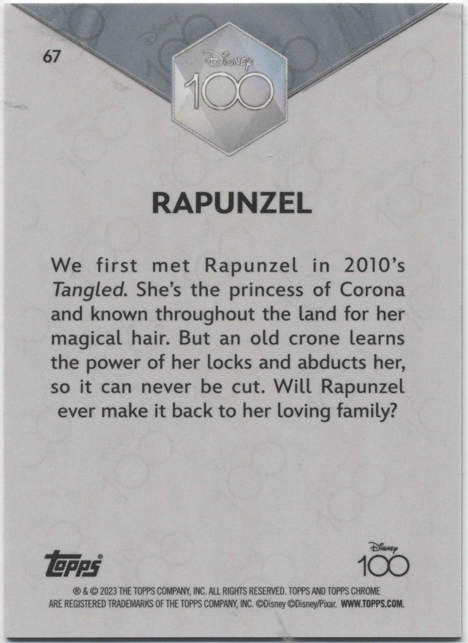 2023 Topps Disney 100 Chrome – Purple Rapunzel 55/299 – CardHawk