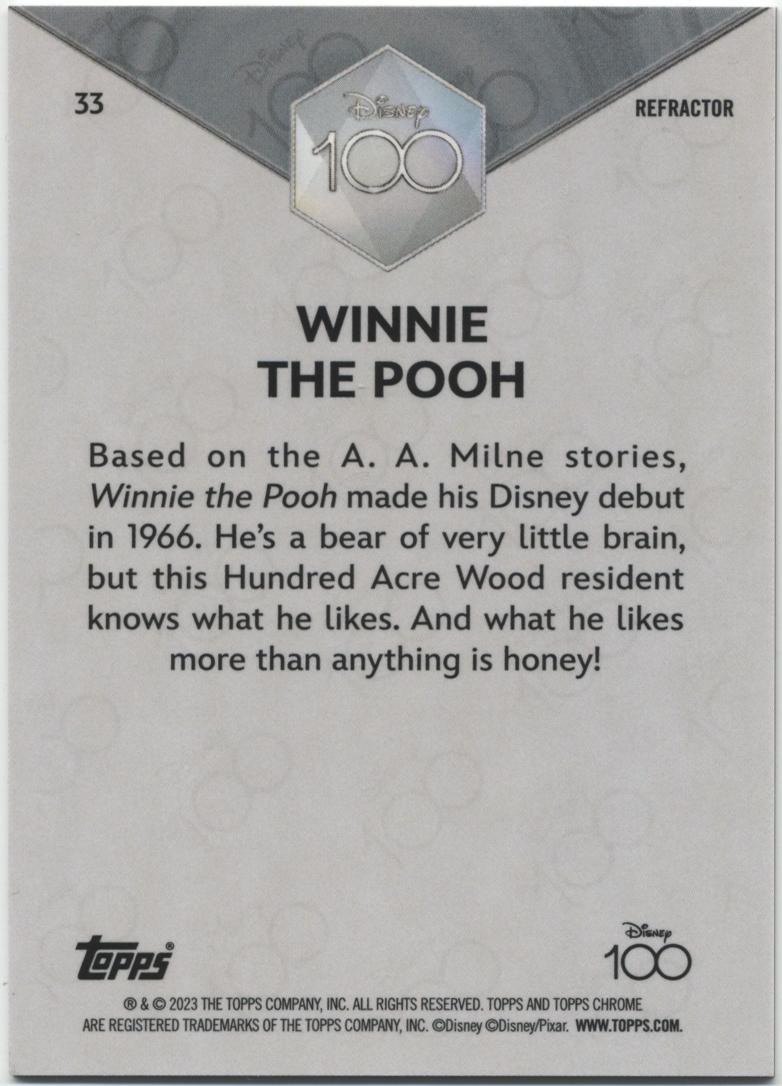 2023 Topps Disney 100 Chrome – Refractor Winnie the Pooh – CardHawk