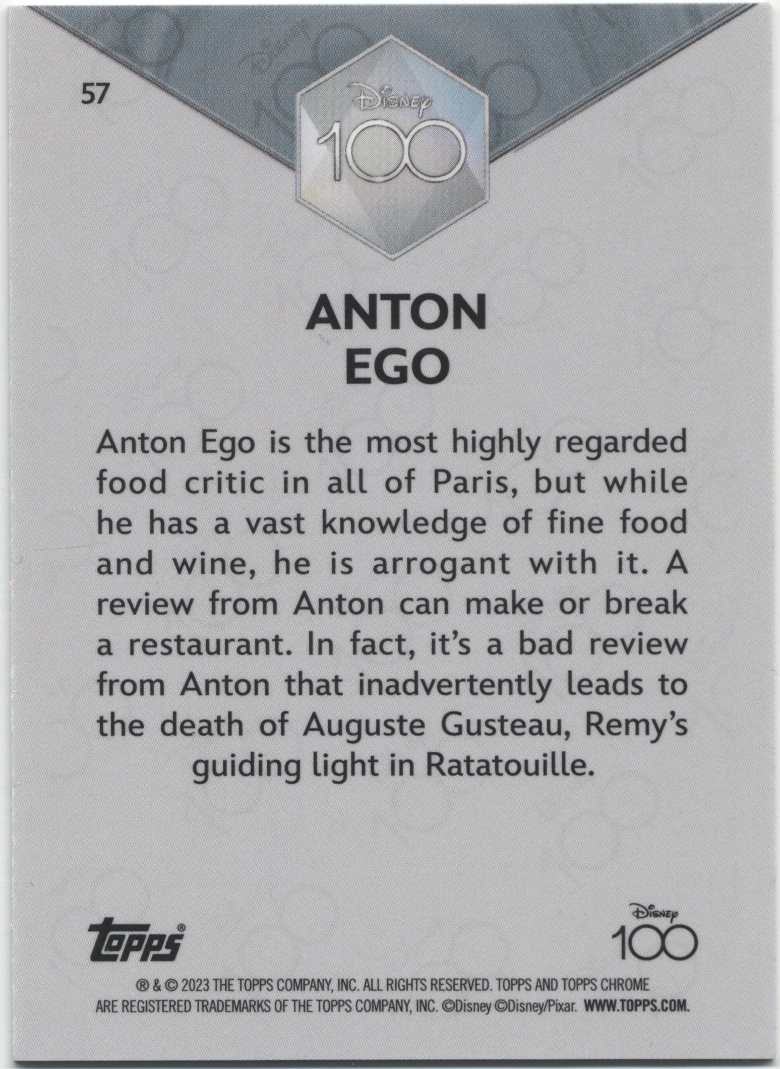 2023 Topps Disney 100 Chrome – Pink Anton Ego (Ratatouille) 70/399