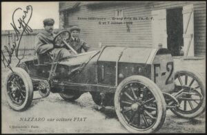 Real Photo - 'Grand Prix de l'A.C.F Siene-Inferieure - Nazzaro in his FIAT (Facsimile Signature)' (1908) - Unused Postcard