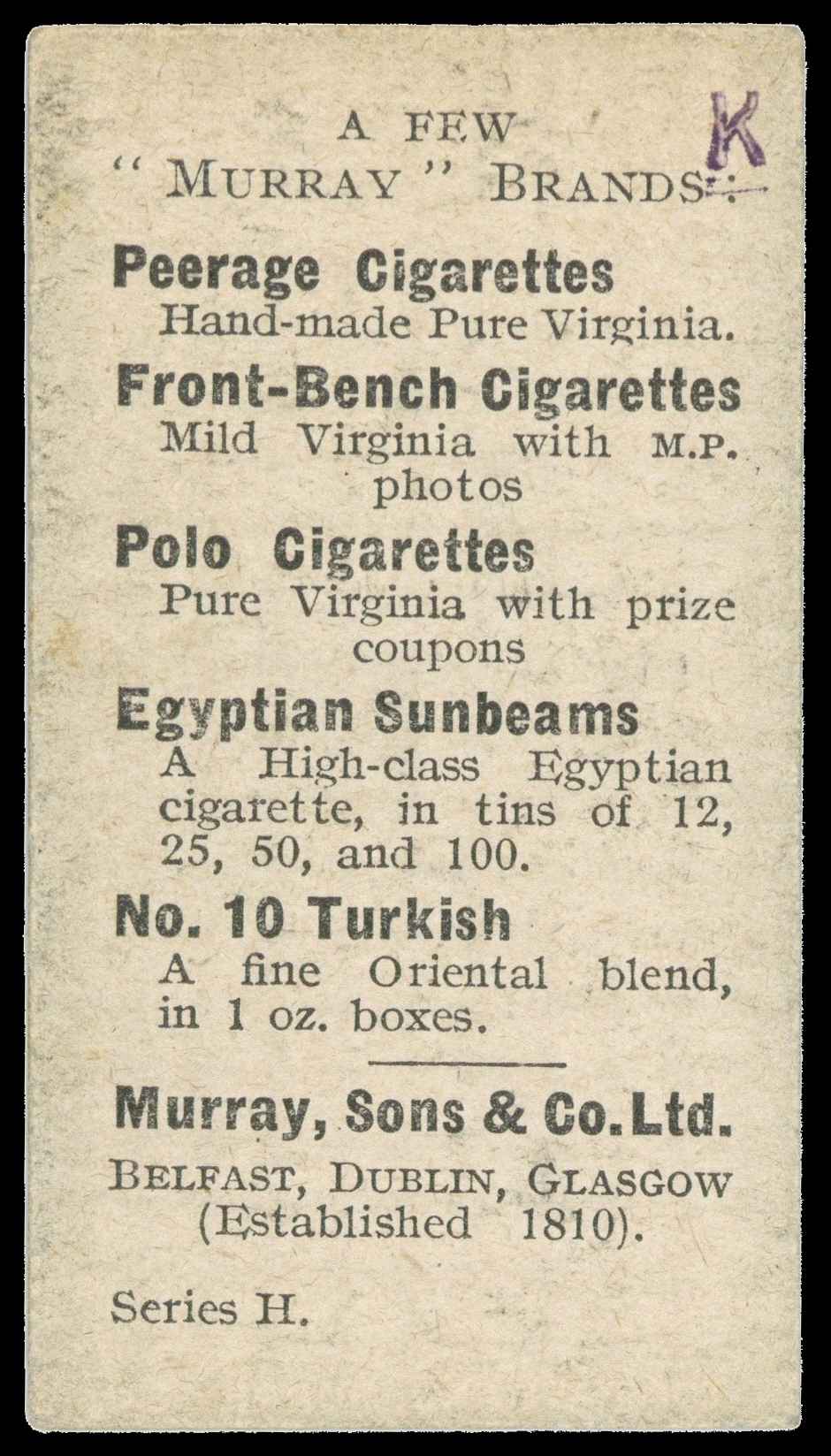 Murray - 'Cricketers & Footballers (Series H)' (c1912) - Tom Hayward (Surrey) Murray - 'Cricketers & Footballers (Series H)' (c1912) - Tom Hayward (Surrey)