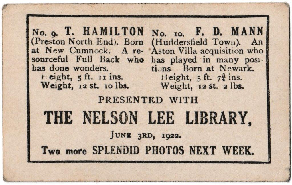 Nelson Lee - 'Footballers' (1922) - Hamilton & Mann Nelson Lee - 'Footballers' (1922) - Hamilton & Mann