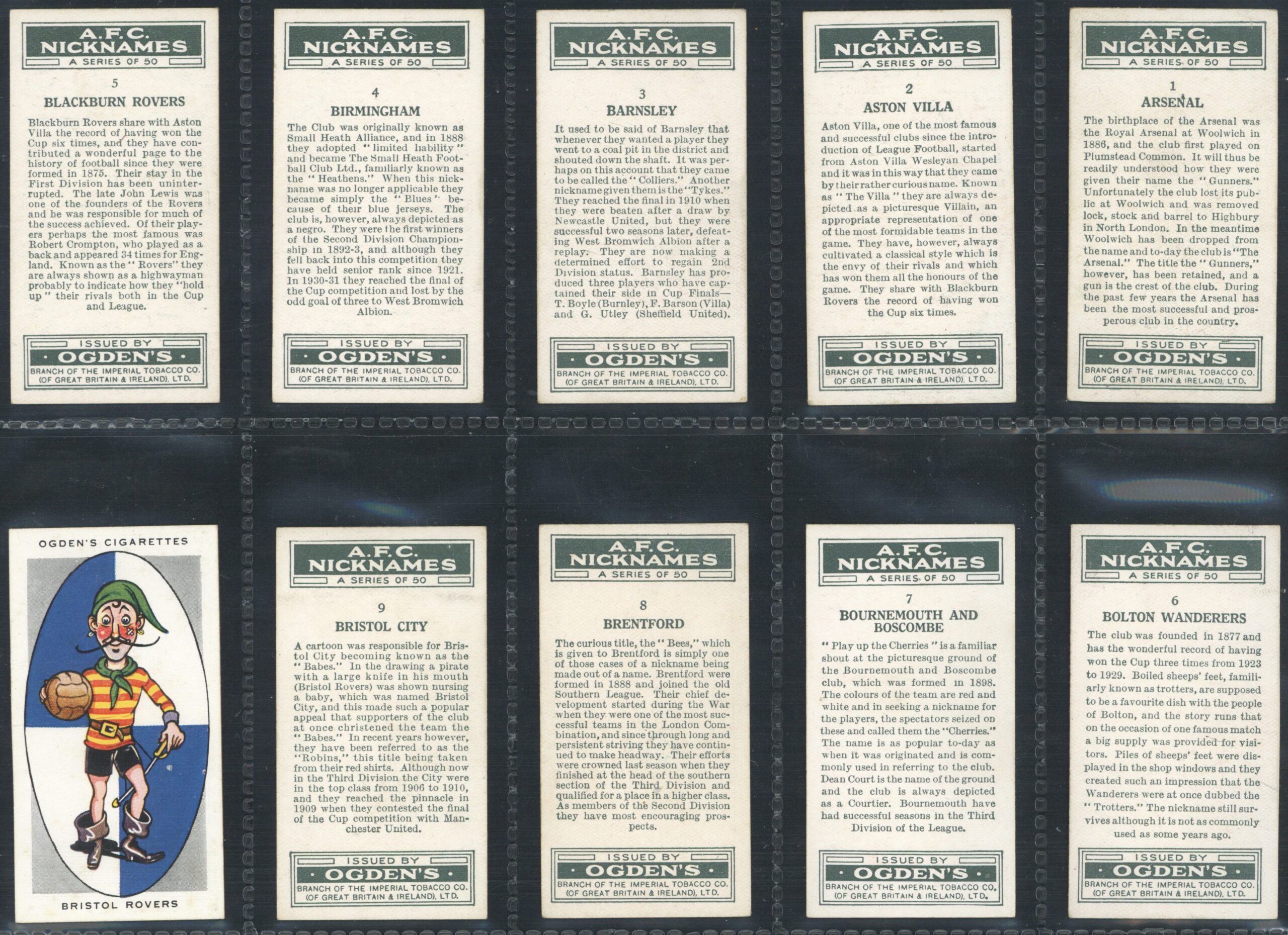 Ogden's - 'A.F.C. Nicknames' (1933) - Complete Set Ogden's - 'A.F.C. Nicknames' (1933) - Complete Set