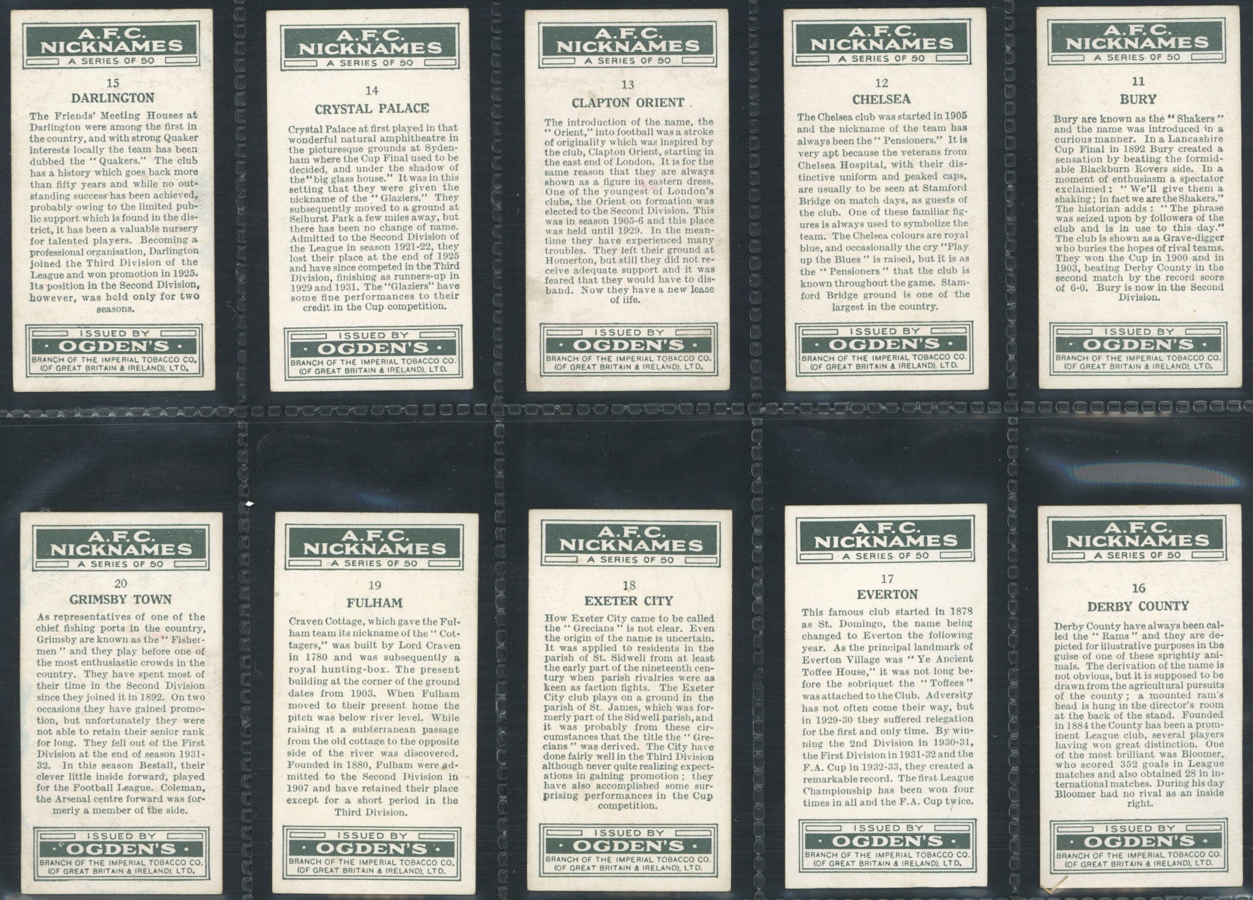 Ogden's - 'A.F.C. Nicknames' (1933) - Complete Set Ogden's - 'A.F.C. Nicknames' (1933) - Complete Set