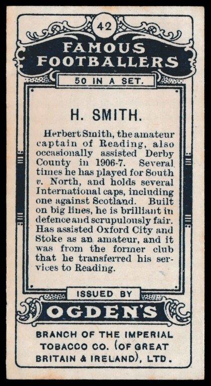 Ogden's - 'Famous Footballers' - H. Smith (Reading) Ogden's - 'Famous Footballers' - H. Smith (Reading)