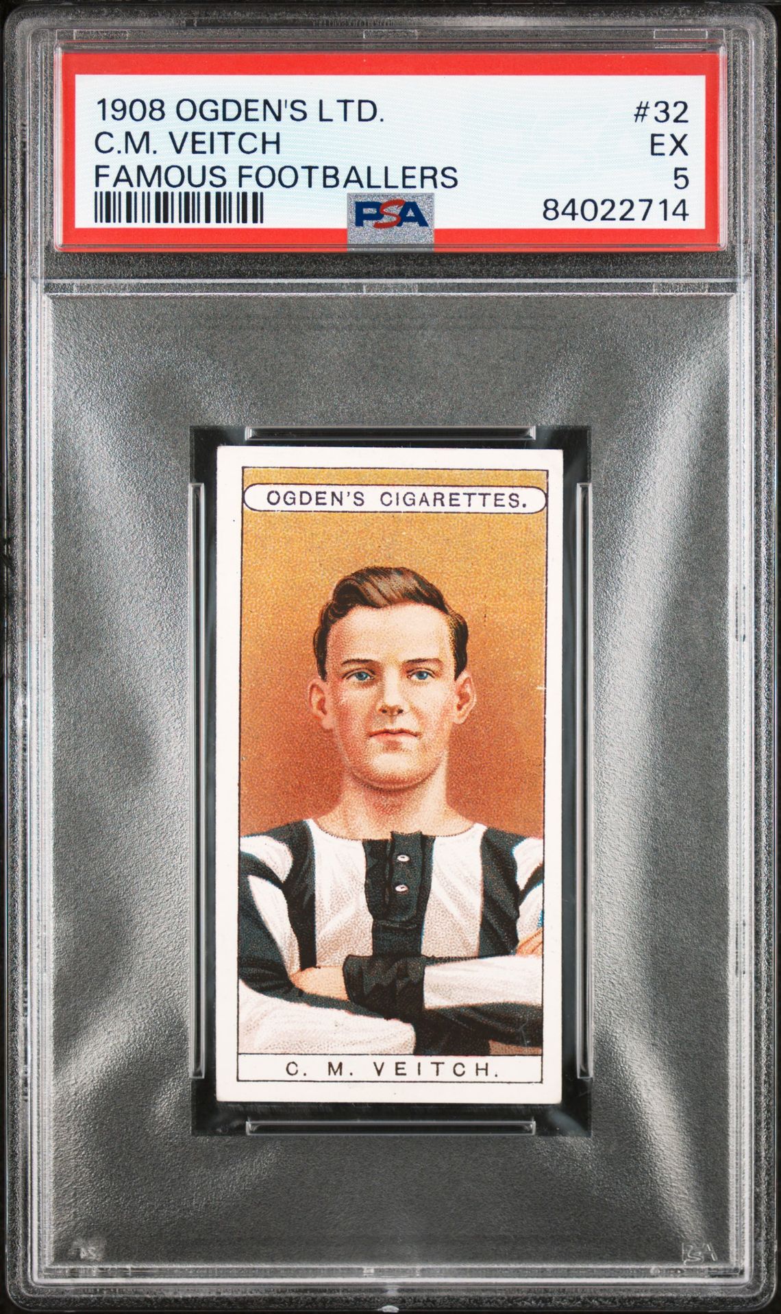 Ogden's - 'Famous Footballers' (1908) - C.M. Veitch (Newcastle United) **PSA5** Ogden's - 'Famous Footballers' (1908) - C.M. Veitch (Newcastle United) **PSA5**