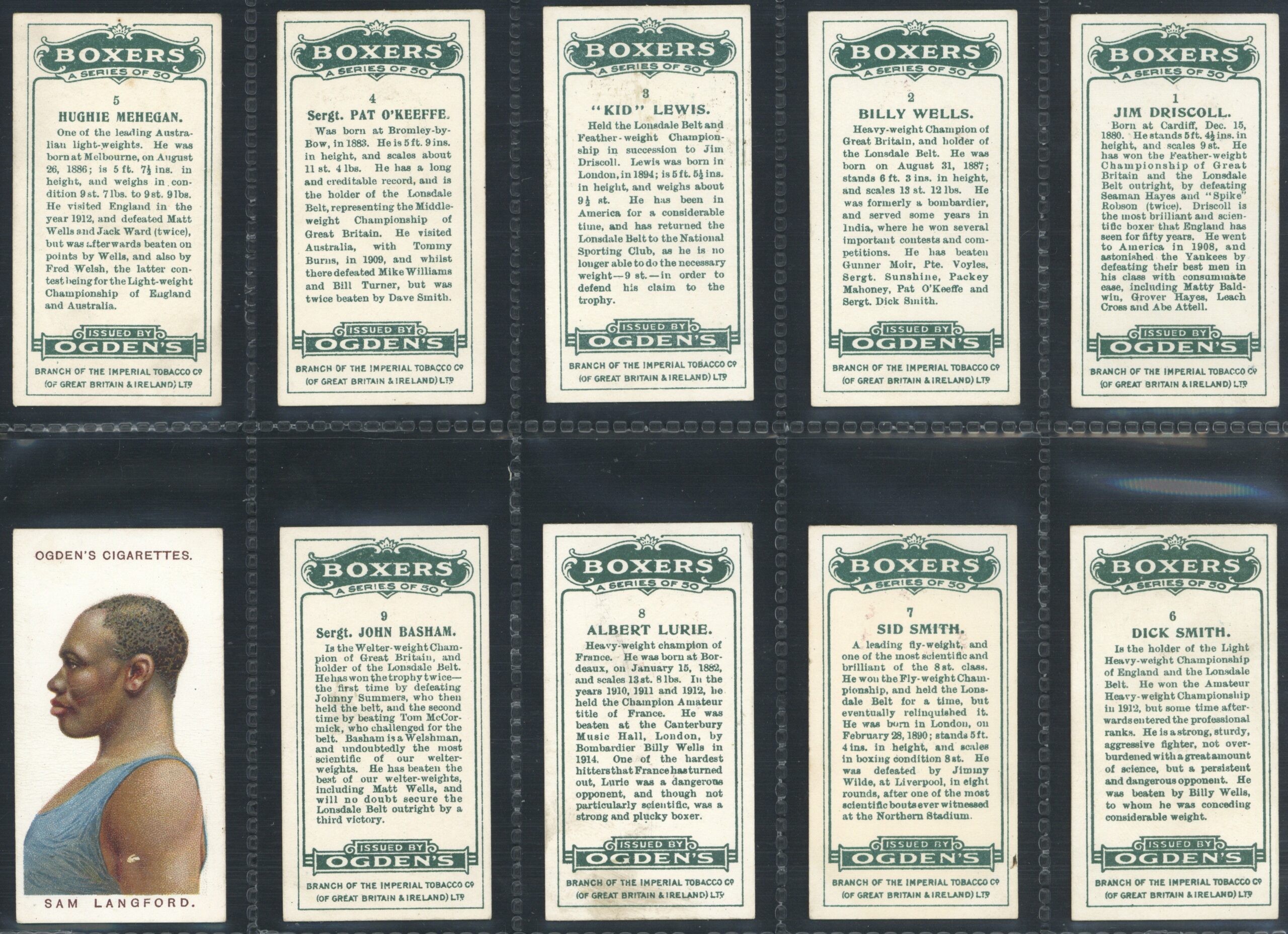 Ogden's - 'Boxers' - (1915) - Complete Set (Jeanette, Gans, Driscoll, Wells etc) Ogden's - 'Boxers' - (1915) - Complete Set (Jeanette, Gans, Driscoll, Wells etc)