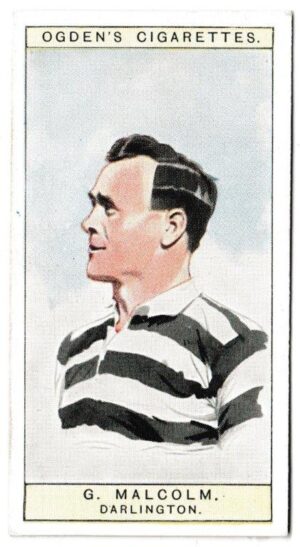 Ogden's - 'Captains of Association Football Clubs, & Colours' (1926) - Card #14 - J. Malcolm (Darlington) Ogden's - 'Captains of Association Football Clubs, & Colours' (1926) - Card #14 - J. Malcolm (Darlington)