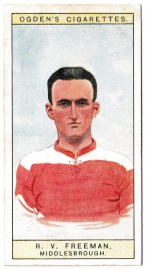 Ogden's - 'Captains of Association Football Clubs, & Colours' (1926) - Card #25 - R.V. Freeman (Middlesbrough) Ogden's - 'Captains of Association Football Clubs, & Colours' (1926) - Card #25 - R.V. Freeman (Middlesbrough)